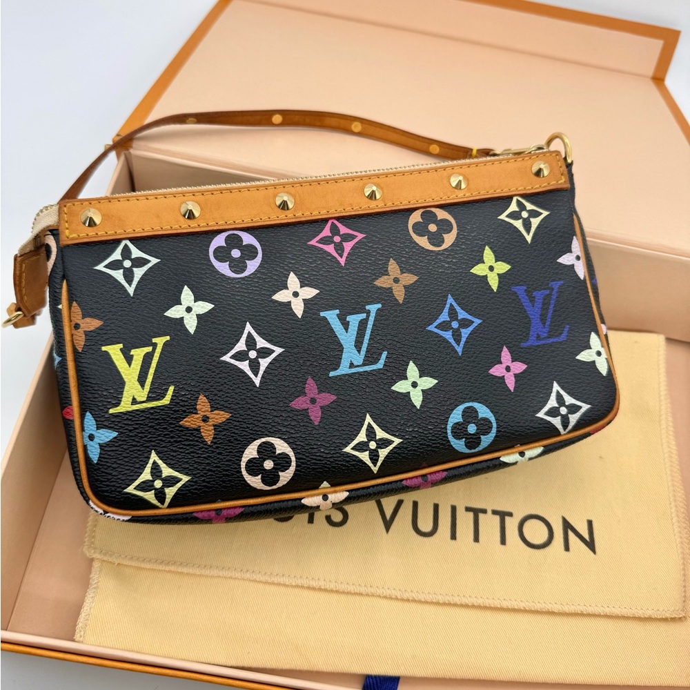 Limited Edition Murakami Louis Vuitton Multicolor Black Pochette Accessories